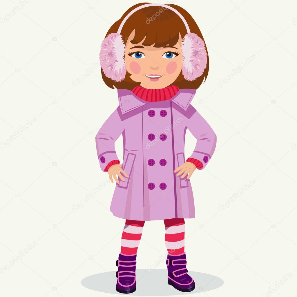 Little girl in winter clothes Stock Vector by ©stepangil7 57148601