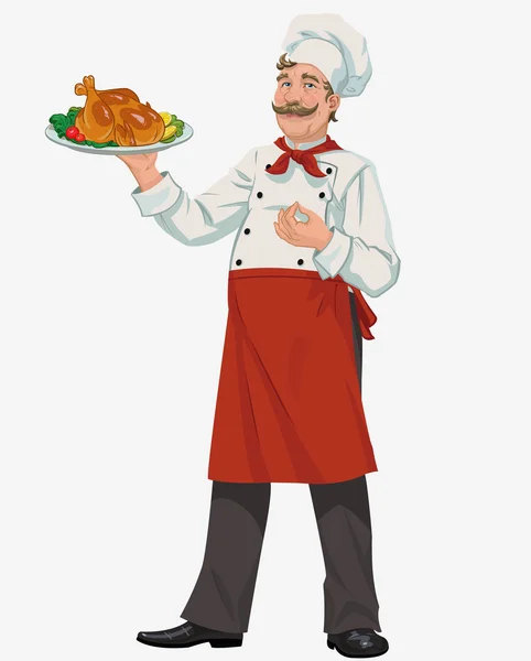 Chef avec poulet — Image vectorielle