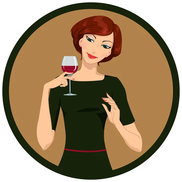 Chica bebiendo vino blanco — Vector de stock