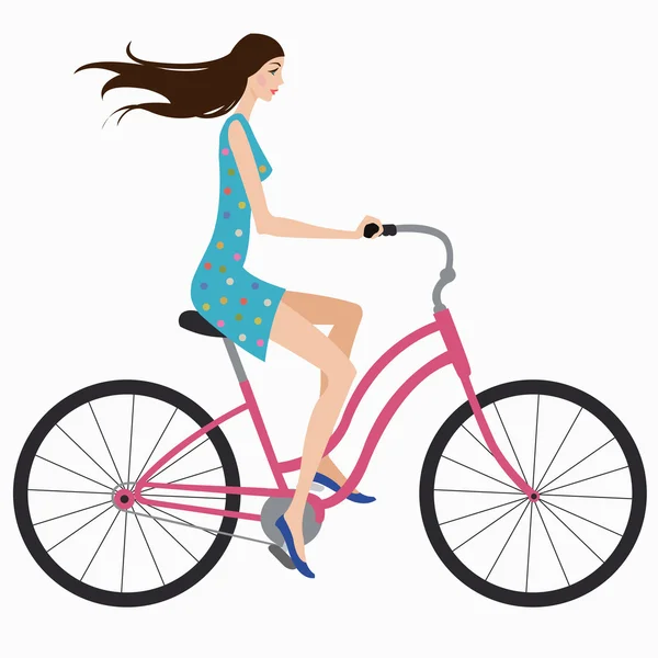 Chica en bicicleta — Vector de stock