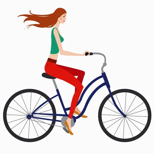 Chica en bicicleta — Vector de stock