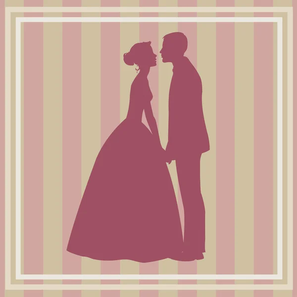 Silhouette di coppia di nozze — Vettoriale Stock