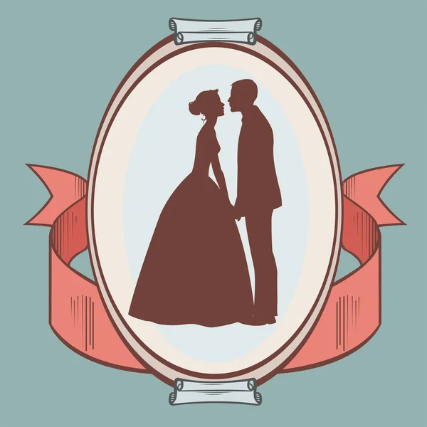 Silhouette of wedding couple — Stock Vector