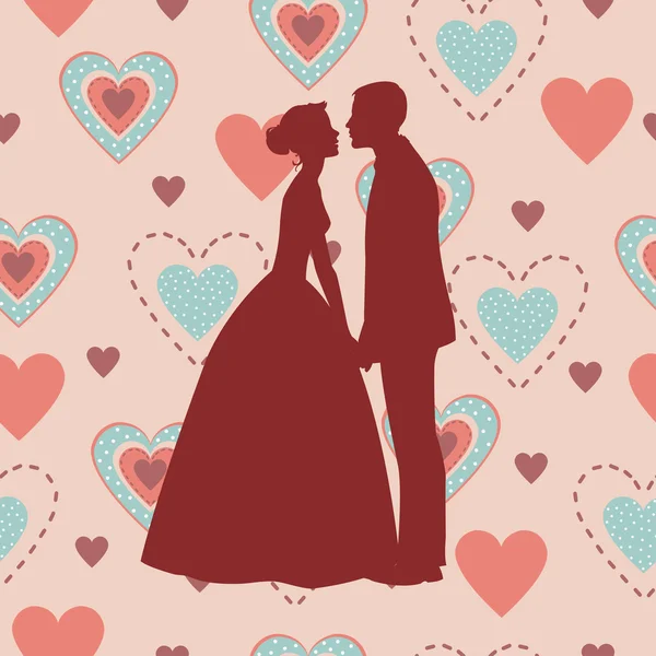 Bride and Groom Silhouette - Illustration — Stock Vector