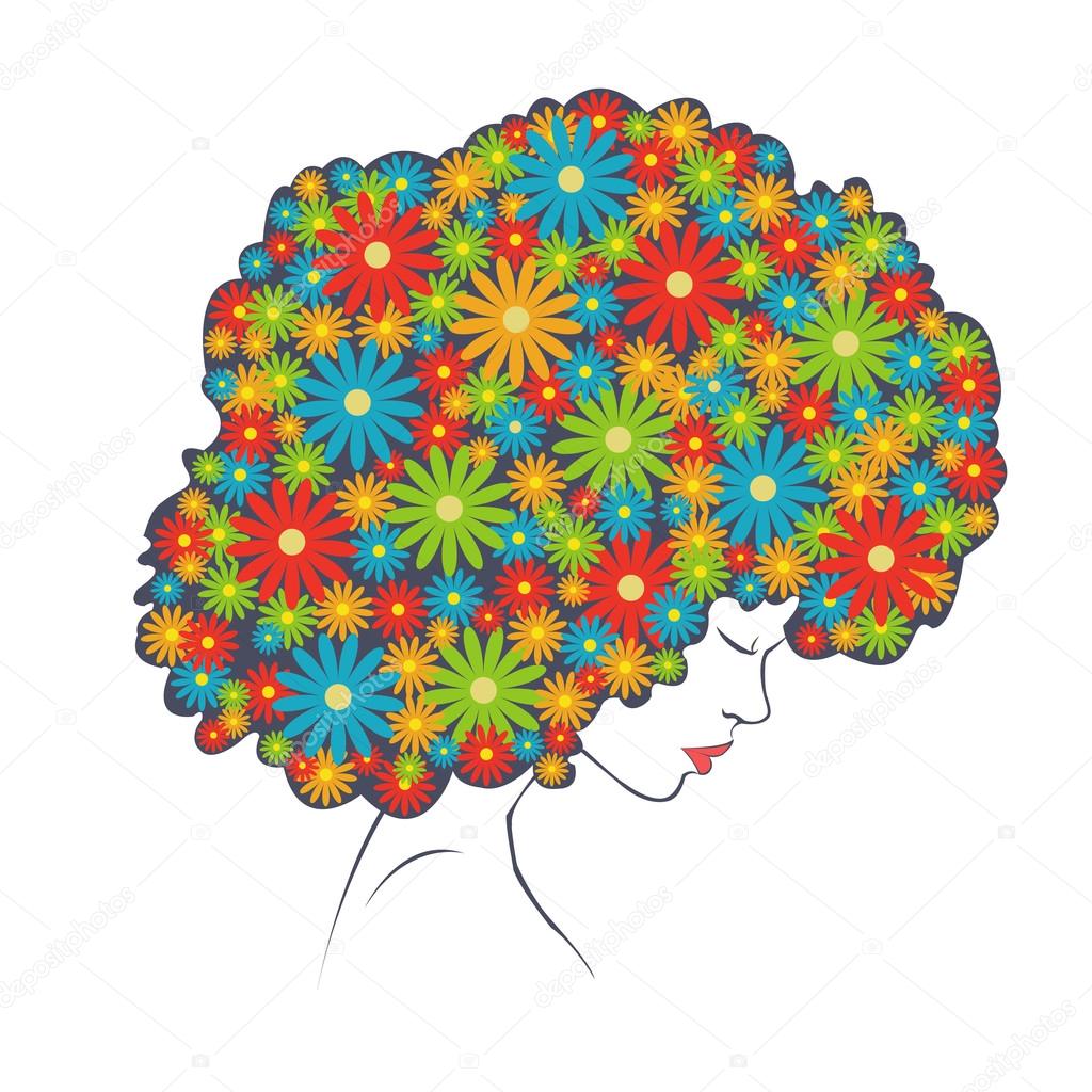 Abstract colorful flowers hair - Illustration Stock Vector Image by  ©stepangil7 #75660857