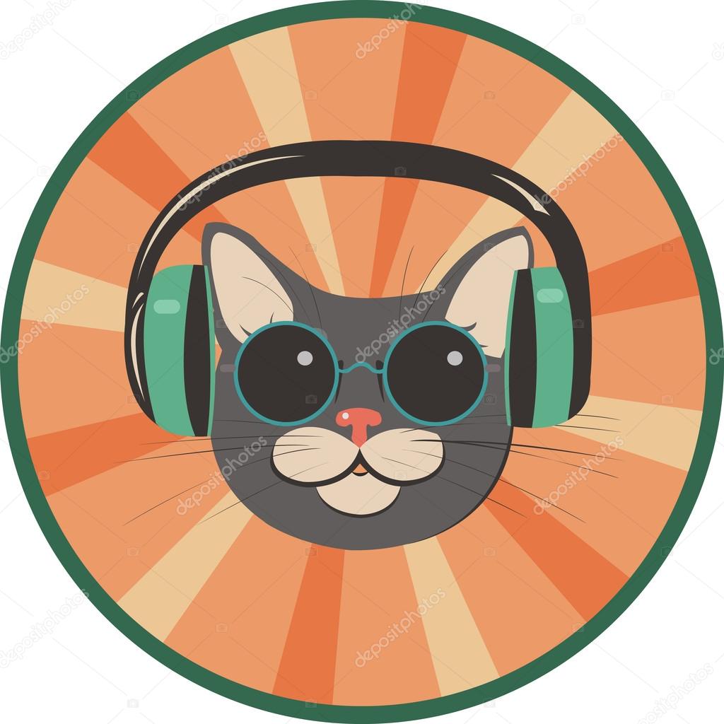 funny cat in a retro style