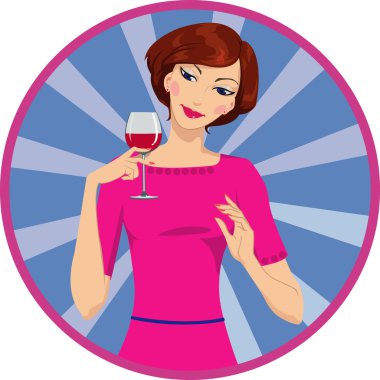 girl drinking red wine clipart