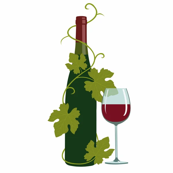 Вино и виноградные листья — стоковый вектор