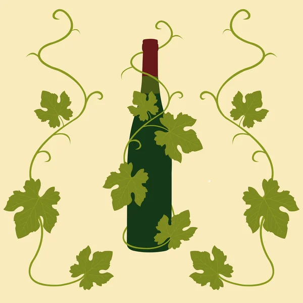 Hojas de vino y uva — Vector de stock