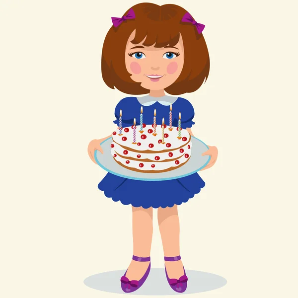 Girl with sweet cake — Stock Vector