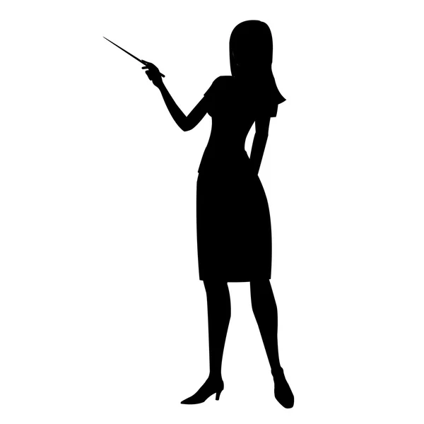 Silhouette woman showing pointer — Stock Vector