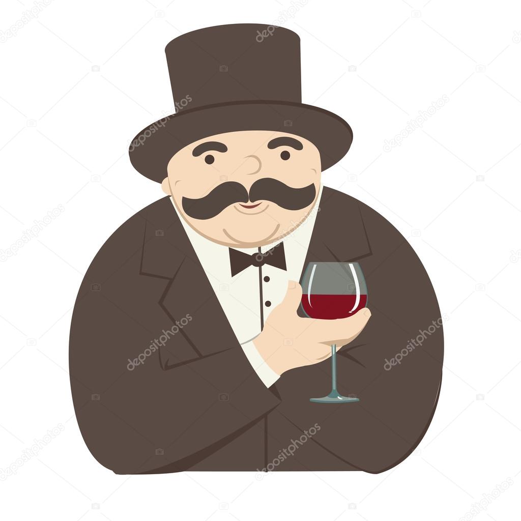 rich man with a glass of wine