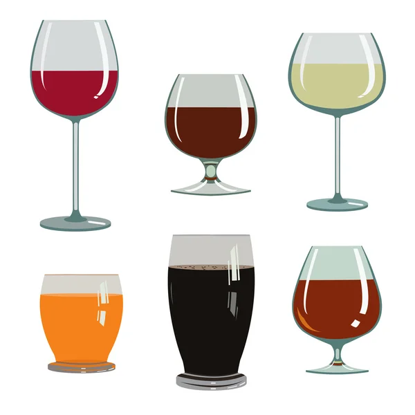 Set of drinks in glasses — Stock Vector