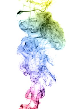 Beyaz arka plan üzerinde izole renkli duman
