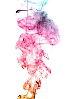 Beyaz arka plan üzerinde izole renkli duman