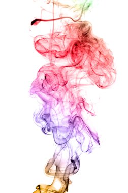 Beyaz arka plan üzerinde izole renkli duman