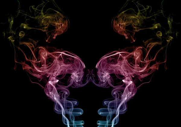 Photo collection of colored smoke on a black background — Stock Photo, Image