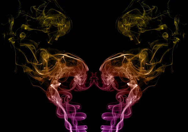 Photo collection of colored smoke on a black background — Stock Photo, Image