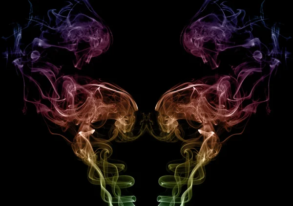 Photo collection of colored smoke on a black background — Stock Photo, Image