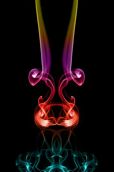 Photo collection of colored smoke on a black background — Stock Photo, Image