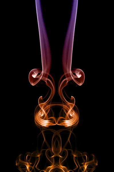 Photo collection of colored smoke on a black background — Stock Photo, Image