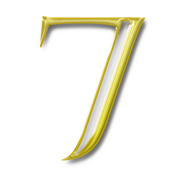 O número sete cor dourada — Fotografia de Stock