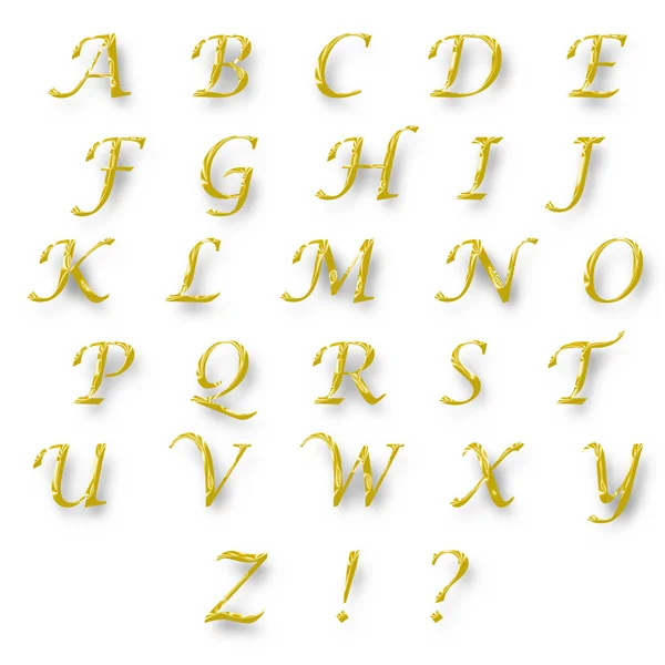 Englisches Alphabet Goldfarbe — Stockfoto