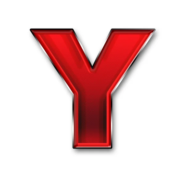 Metalowe litery Y na czerwono — Zdjęcie stockowe