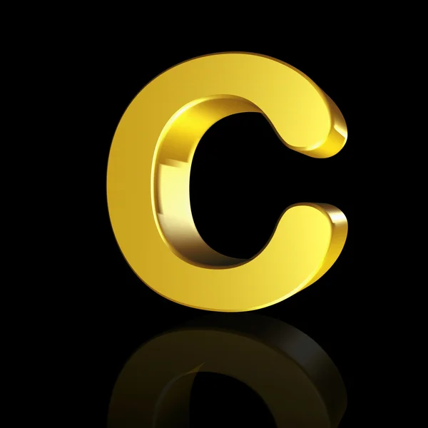 Lettera C in oro in 3D — Foto Stock