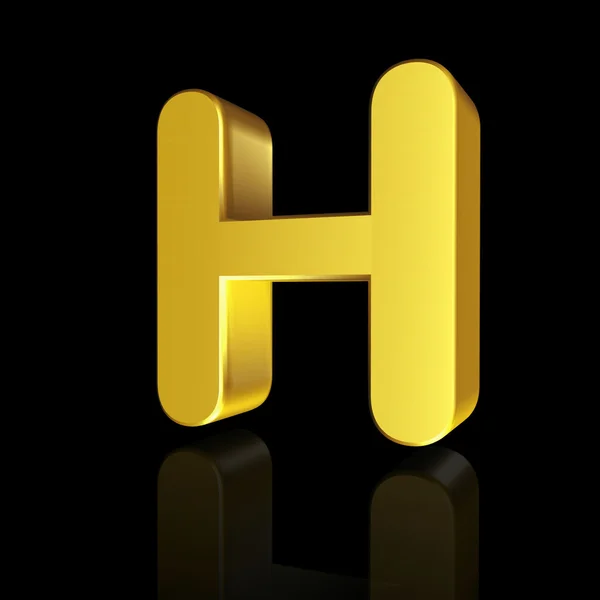 在 3d 中的黄金字母 H — 图库照片