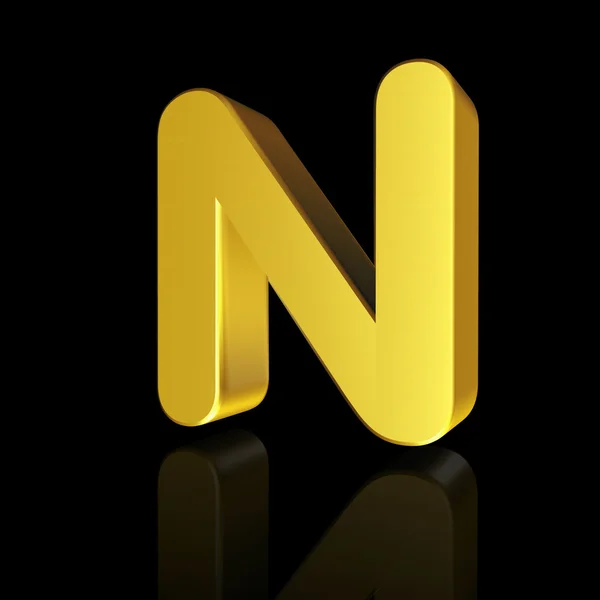 Carta de ouro N em 3D — Fotografia de Stock