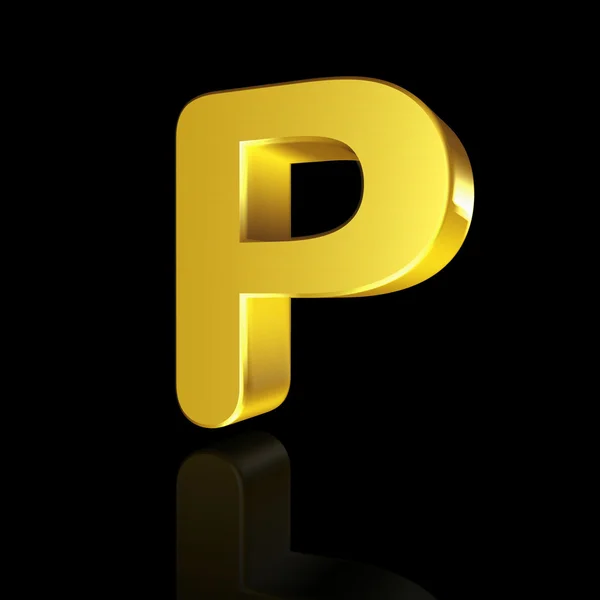 Gold letter P in 3D — Stock Photo, Image