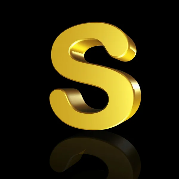 Gold letter S in 3D — Stock Photo, Image