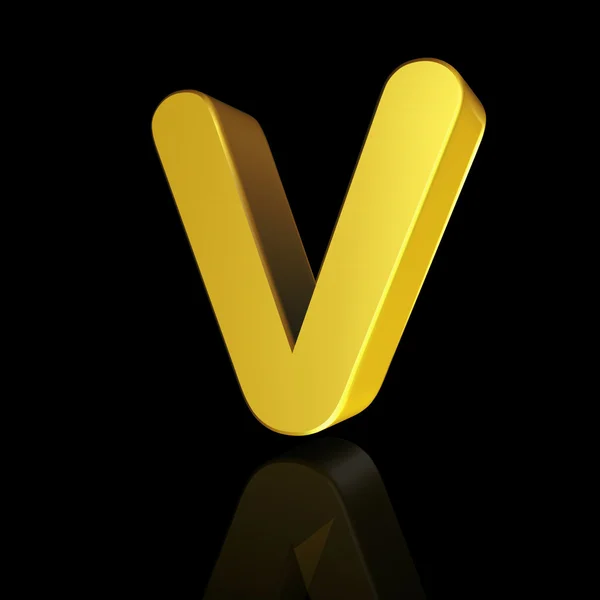 Gold bokstaven V i 3d — Stockfoto