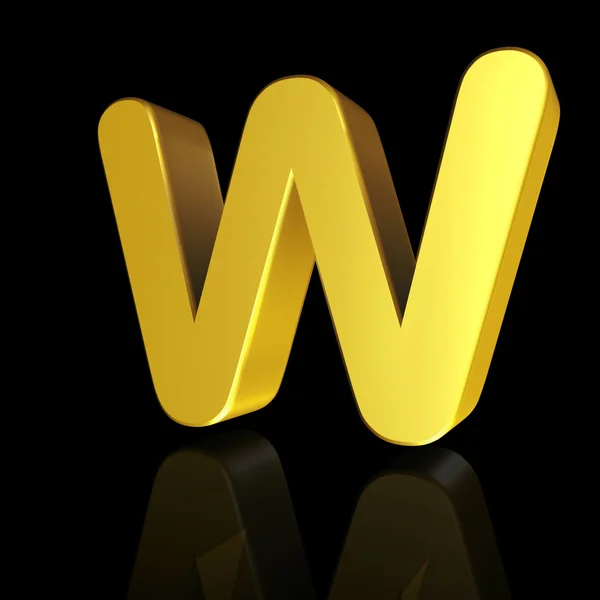 Goldbuchstabe w in 3D — Stockfoto
