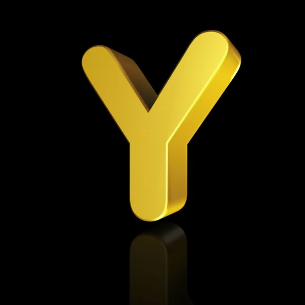 Zlata písmeno Y v 3d — Stock fotografie