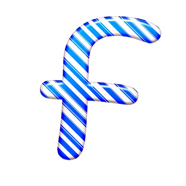 The letter F of caramel color is blue — Stock Photo, Image