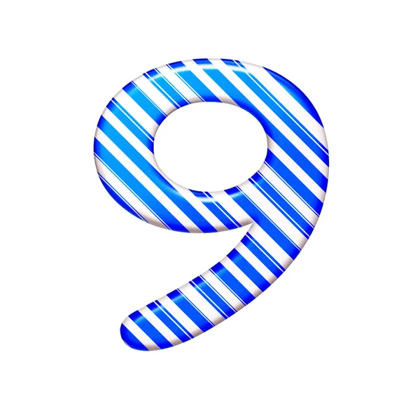 The number nine from the caramel color is blue — Stock Photo, Image