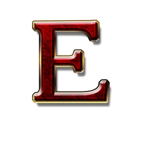 Letter E - kostbare steen is rood — Stockfoto