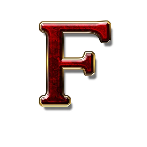 Літера F дорогоцінний камінь червоний — стокове фото