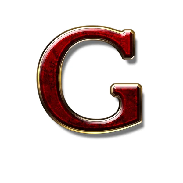 Litera G - kamień szlachetny jest czerwony — Zdjęcie stockowe