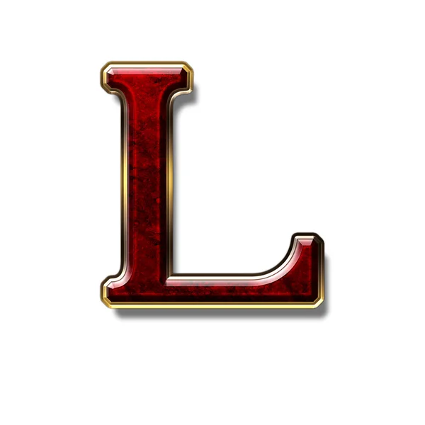 Mektup L - kıymetli taş kırmızıdır — Stok fotoğraf