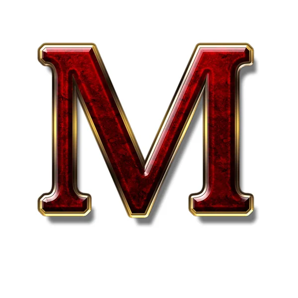 Litera M - kamień szlachetny jest czerwony — Zdjęcie stockowe