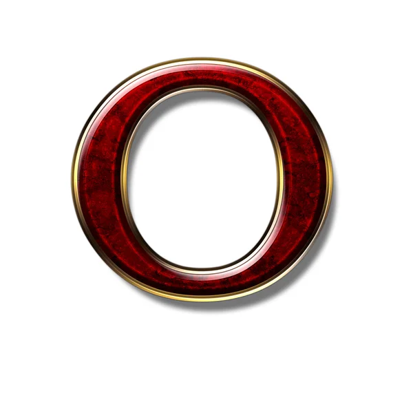 Letter O - precious stone is red — Stock Photo, Image