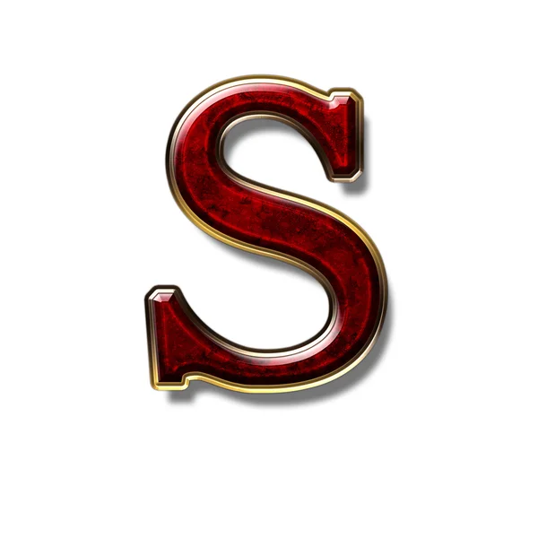 Lettera S - la pietra preziosa è rossa — Foto Stock