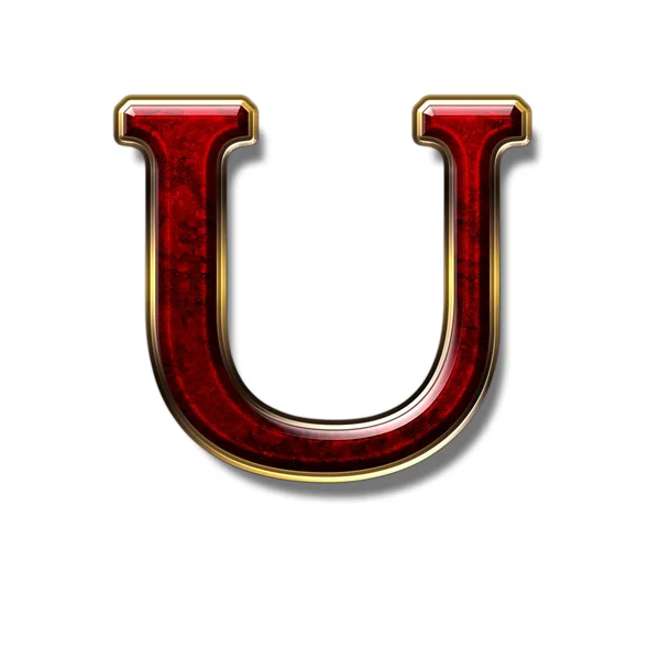 Letter U - precious stone is red — Stock Photo, Image