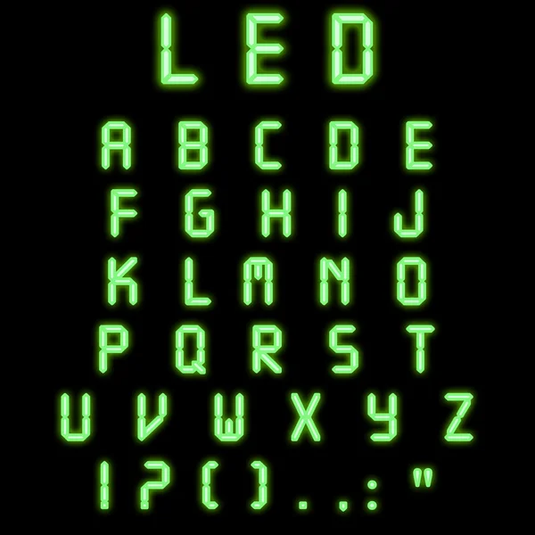 Alfabeto led verde —  Fotos de Stock