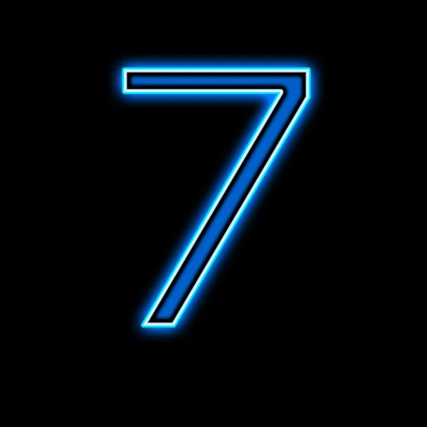 Neon número sete é azul. — Fotografia de Stock