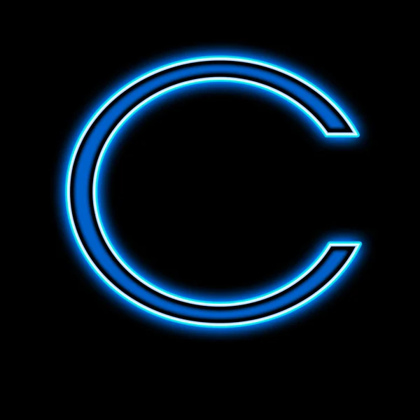 Neonowe litery C niebieski — Zdjęcie stockowe