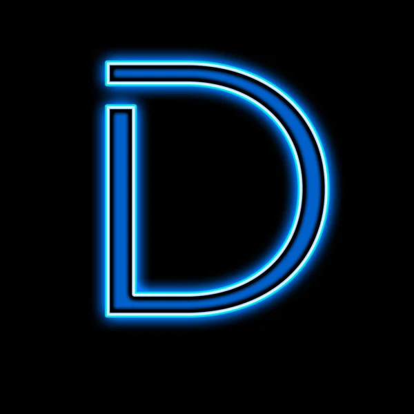 Neón letra D azul — Foto de Stock